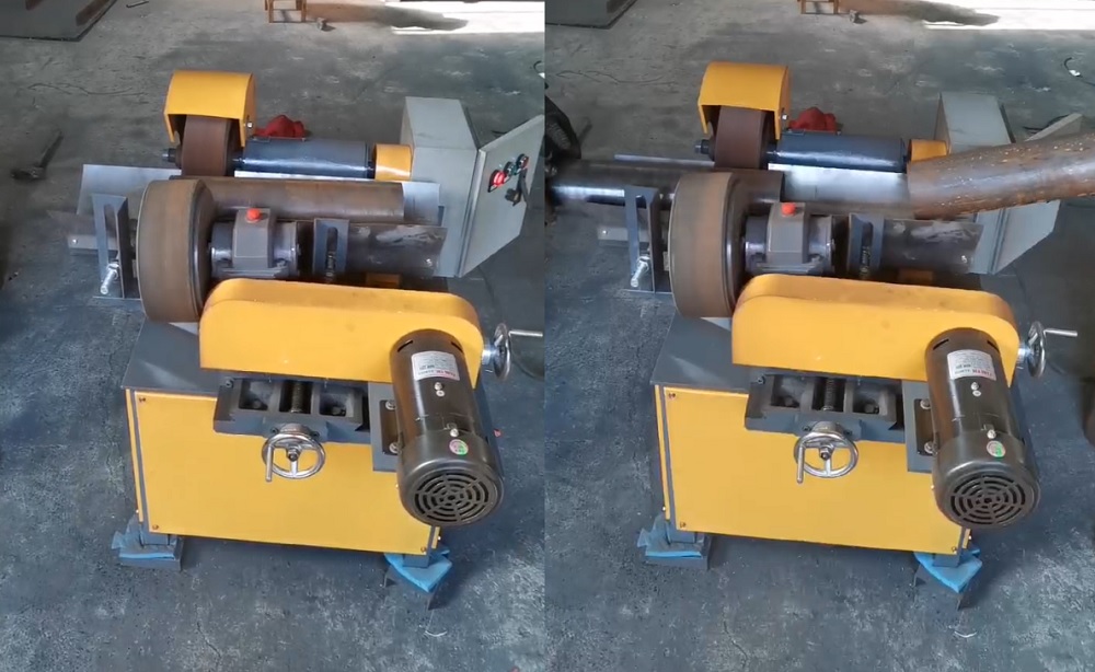 Pipe rust removing machine